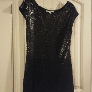 Black full sequin mini dress